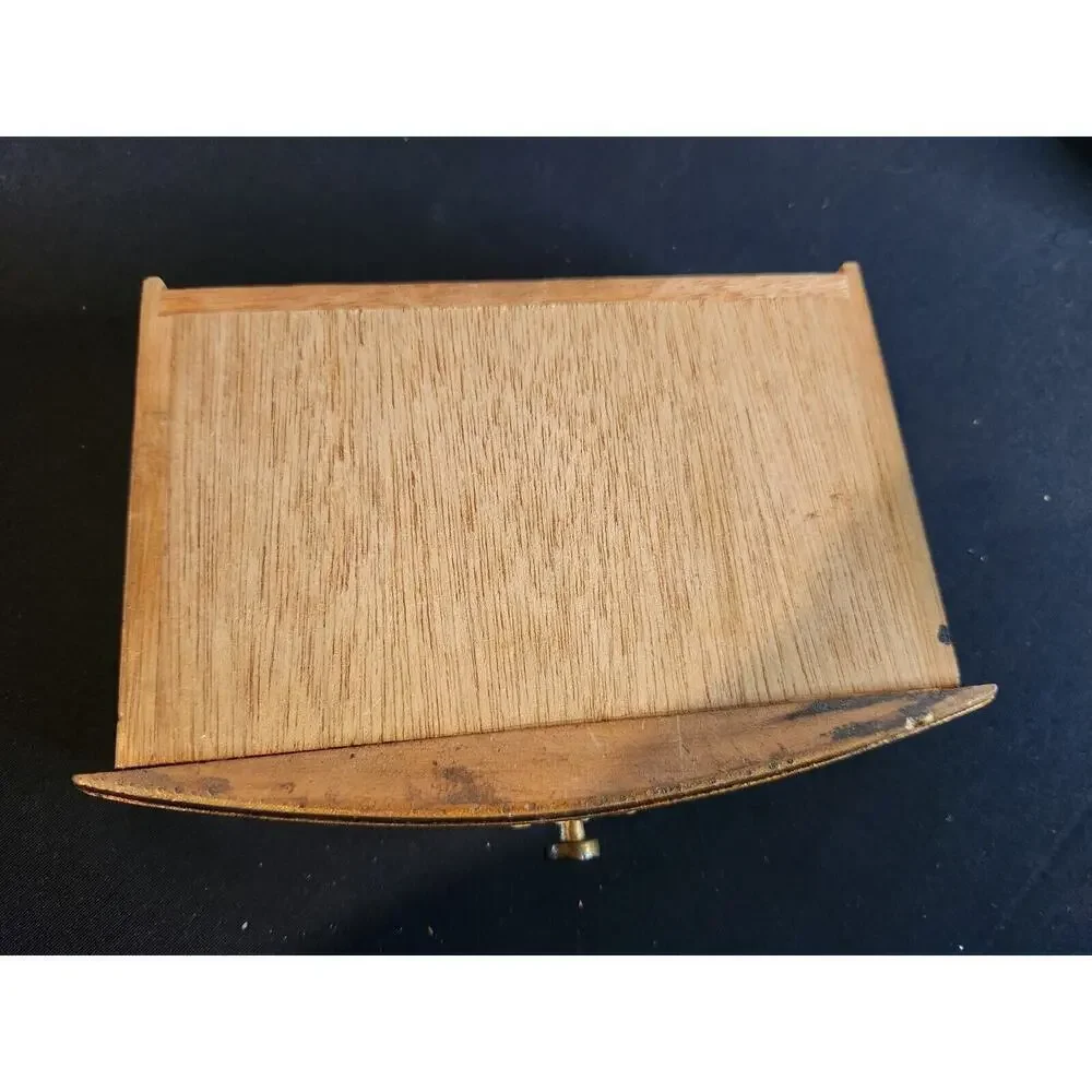Vintage wood Florentine Jewelry Box-2 Drawers-Gold music box
